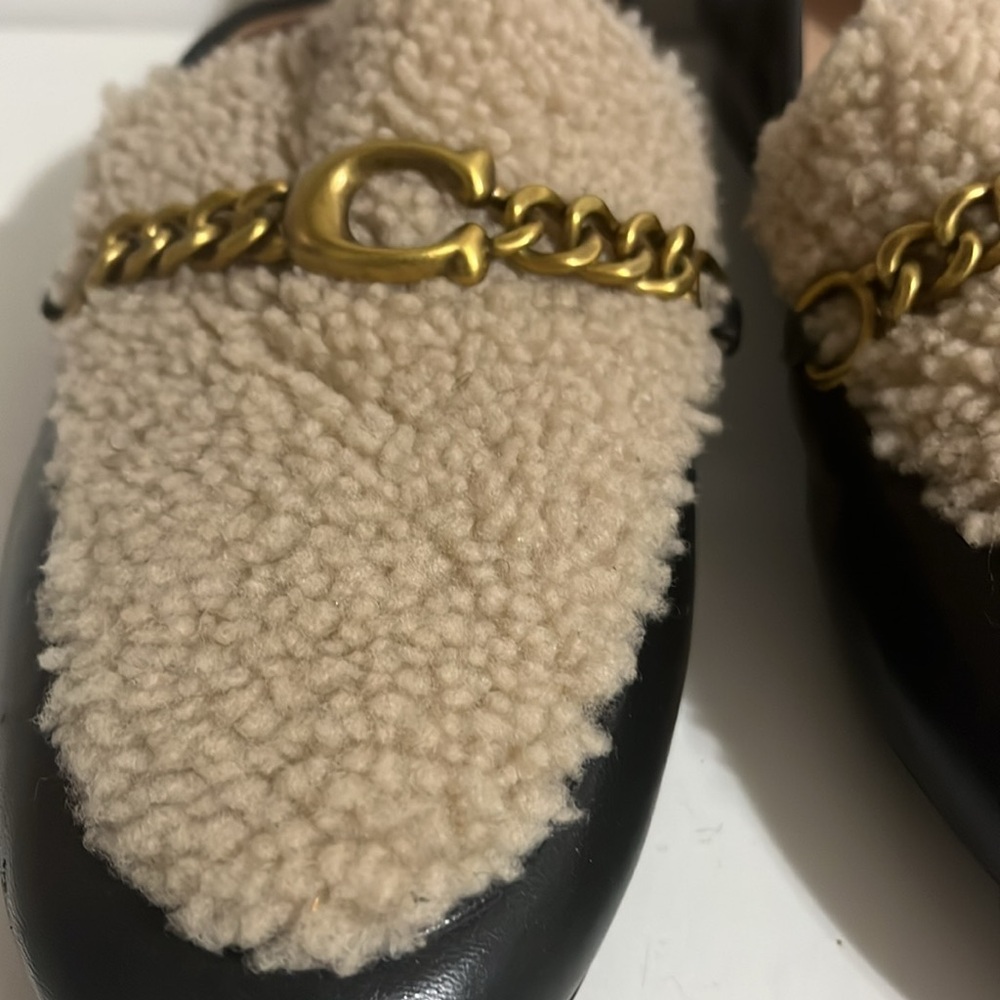 Coach helena loafer shearling Women's Black and Cream Loafers US 9 - Picture 6 of 12